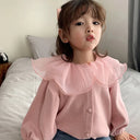 Girls Jackets 2025 Autumn Fall Cardigan New Baby Cute Sweet Girls Clothing Kids Children Top Lace Lapel Jacket For Girls Autumn