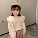 Girls Cardigan Jackets 2024 Fall Winter New Baby Cute Sweet Girls Clothing Kids Children Top Lace Lapel Jacket For Girls Autumn
