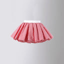 Summer Teen Girls Puff Skirt Retro Checkered High Waist A-Line Mini Skirt for Kids Cute Bubble Hem School Children Short Skirt