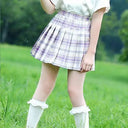 Girls Skirts spring summer Autumn Vintage Pleated Plaid Skirts School Teens Girl Spring Kids Skirt Children Clothing 4-16Yrs
