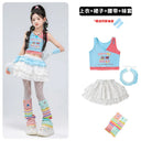 Teen Girls Hip Hop Street Dance Costume Set Children Lace Crop Top And Pants with Skirt K-pop Streetwear Kids Jazz Group Outfit