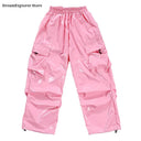 Girls K-pop Crop Top Cargo Pants Dance Tiered Skirts Children Pink Costumes Kids Hip Hop Streetwear Jazz Girl Group Clothes Sets
