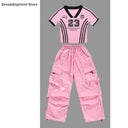 Girls K-pop Crop Top Cargo Pants Dance Tiered Skirts Children Pink Costumes Kids Hip Hop Streetwear Jazz Girl Group Clothes Sets