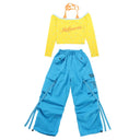 Girls K-pop Crop Tops Cargo Pants Street Dance Outfits Kids Hip Hop Jazz Clothes Sets Children Streetwear Girls Sweet Costumes