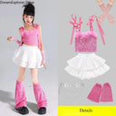 Girls Hip Hop Sweet Crop Top Tiered Skirts Kids K-pop Streetwear Children Jazz Girl Group Costume Teen Street Dance Clothes Sets