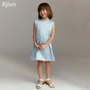 Xijun Princess Style Flower Girl Dresses O Neck Sleeveless Kids Birthday Dress Bow Backless Gown 2026 Customized