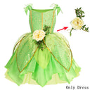 Summer Girls Tinkerbell Fairy Dresses Up for Girls Costume Kids Cosplay Flower Fairy Princess Clothes Christmas Party Outfit