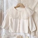 Girls Jackets 2025 Autumn Fall Cardigan New Baby Cute Sweet Girls Clothing  Kids Children Top Lace Lapel Jacket For Girls Autumn