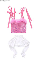 Girls Hip Hop Sweet Crop Top Tiered Skirts Kids K-pop Streetwear Children Jazz Girl Group Costume Teen Street Dance Clothes Sets