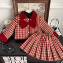 Elegant Girls Baby Clothing Set Jackets+skirts Fashion Kids 2024 Children Birthday Party Beautiful Clothes New Suits