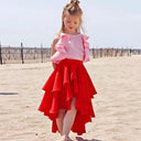 New Girls Sweet Style Skirt Set Kids Party Performance Birthday Celebration Cute Outfit Fashion Dress Summer Korean Flared Hem