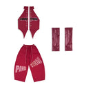 Girls Street Dance Kpop Clothing Crop Tops Baggy Hip Hop Pants Wine Red Set Jazz Dance Clothes Group Stage Performance Costume