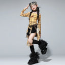 Girls K-pop Irregular Crop Top Street Dance Shorts Girl Group Clothes Set Kid Jazz Cute Costume Children Hip Hop Streetwear