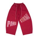 Girls Street Dance Kpop Clothing Crop Tops Baggy Hip Hop Pants Wine Red Set Jazz Dance Clothes Group Stage Performance Costume