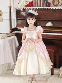 Girl Pink Flower Princess Luxury Dress Kids Birthday Holiday Party Dresses Photography Children Clothes 3-11Y
