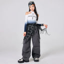 Girls Jazz Dance Trendy Long Sleeve Crop Top Cargo Pants Kids Kpop Costumes Child Streetwear Hip Hop Clothing Suit Set Outfits