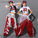Girls K-pop Fashion Crop Top Joggers Street Dance Cargo Pants Children Streetwear Girl Group Costumes Kids Hip Hop Clothes Sets