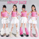 Girls Hip Hop Sweet Crop Top Tiered Skirts Kids K-pop Streetwear Children Jazz Girl Group Costume Teen Street Dance Clothes Sets