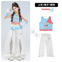 Teen Girls Hip Hop Street Dance Costume Set Children Lace Crop Top And Pants with Skirt K-pop Streetwear Kids Jazz Group Outfit