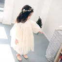 New Baby Dresses Autumn Children's Dresses Girls'dresses With Flowers Yarn Tulle Puffy Sleeve Jasmine Princess Party 1-7 Years