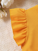 Girl's Floral Print Knitted Skirt Casual Sweet Cute Waist Cinched Knee High Round Neck Dress Summer Fashion Children's Clothing