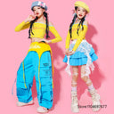 Girls K-pop Crop Tops Cargo Pants Street Dance Outfits Kids Hip Hop Jazz Clothes Sets Children Streetwear Girls Sweet Costumes