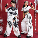 Kids Hip Hop K-pop Crop Top Street Dance Cargo Pants Pleated Skirts Girls Streetwear Children Jazz Costumes Stage Clothes Sets