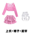Girls Hip Hop Off Shoulder Crop Top ‌Street Dance Skirts Cargo Pants Children Streetwear Jeans Kids K-pop Girl Group Clothes Se