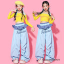 Girls K-pop Crop Tops Cargo Pants Street Dance Outfits Kids Hip Hop Jazz Clothes Sets Children Streetwear Girls Sweet Costumes