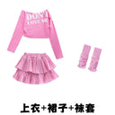 Girls Hip Hop Off Shoulder Crop Top ‌Street Dance Skirts Cargo Pants Children Streetwear Jeans Kids K-pop Girl Group Clothes Se
