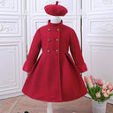 Young Girls' Red Fleece Coat Set And Beret Winter & Fall Jacket & Long Sleeves Warm Outerwear Girls Princess Outfit Clothing