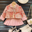 Elegant Girls Baby Clothing Set Jackets+skirts Fashion Kids 2024 Children Birthday Party Beautiful Clothes New Suits