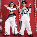 Kids Hip Hop K-pop Crop Top Street Dance Cargo Pants Pleated Skirts Girls Streetwear Children Jazz Costumes Stage Clothes Sets
