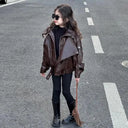 Girls Leather Jacket 2026 Spring Autumn Kids Leather Clothing Korean Style Spring Cool Stylish Girls Jacket