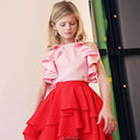 New Girls Sweet Style Skirt Set Kids Party Performance Birthday Celebration Cute Outfit Fashion Dress Summer Korean Flared Hem