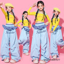 Girls K-pop Crop Tops Cargo Pants Street Dance Outfits Kids Hip Hop Jazz Clothes Sets Children Streetwear Girls Sweet Costumes