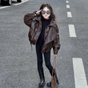 Girls Leather Jacket 2026 Spring Autumn Kids Leather Clothing Korean Style Spring Cool Stylish Girls Jacket