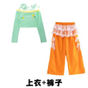 Girls Hip Hop Off Shoulder Crop Top ‌Street Dance Skirts Cargo Pants Children Streetwear Jeans Kids K-pop Girl Group Clothes Se