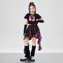 Girls Hip Hop Crop Top Street Dance Gauze K-pop Plaid Skirts Kids Streetwear Children Jazz Cheerleader Costumes Clothes Sets