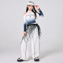 Girls Jazz Dance Trendy Long Sleeve Crop Top Cargo Pants Kids Kpop Costumes Child Streetwear Hip Hop Clothing Suit Set Outfits
