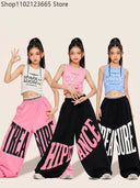 Summer Chicas Jazz Dance Clothes Navel Vest Baggy Sweatpants Hip Hop Practice Clothing Kpop Street Dance Performance Wear 2026
