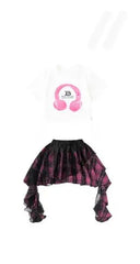 Girls Hip Hop Crop Top Street Dance Gauze K-pop Plaid Skirts Kids Streetwear Children Jazz Cheerleader Costumes Clothes Sets