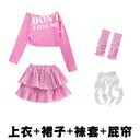Girls Hip Hop Off Shoulder Crop Top ‌Street Dance Skirts Cargo Pants Children Streetwear Jeans Kids K-pop Girl Group Clothes Se