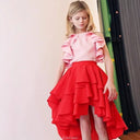New Girls Sweet Style Skirt Set Kids Party Performance Birthday Celebration Cute Outfit Fashion Dress Summer Korean Flared Hem