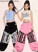Summer Chicas Jazz Dance Clothes Navel Vest Baggy Sweatpants Hip Hop Practice Clothing Kpop Street Dance Performance Wear 2026