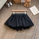 Summer Teen Girls Puff Skirt Retro Checkered High Waist A-Line Mini Skirt for Kids Cute Bubble Hem School Children Short Skirt