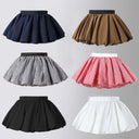 Summer Teen Girls Puff Skirt Retro Checkered High Waist A-Line Mini Skirt for Kids Cute Bubble Hem School Children Short Skirt