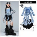 Girls K-pop Irregular Crop Top Street Dance Shorts Girl Group Clothes Set Kid Jazz Cute Costume Children Hip Hop Streetwear