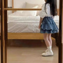 2025 Summer Girls Denim Skirt Shorts Two-Layer Versatile Japanese Korean Style Skirt for 3-8Y KidsFashionable Semi-Skirt