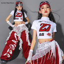 Girls K-pop Fashion Crop Top Joggers Street Dance Cargo Pants Children Streetwear Girl Group Costumes Kids Hip Hop Clothes Sets